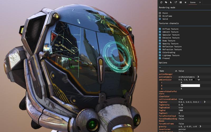 2. Babylon.js（完整 3D 游戏引擎）示意图